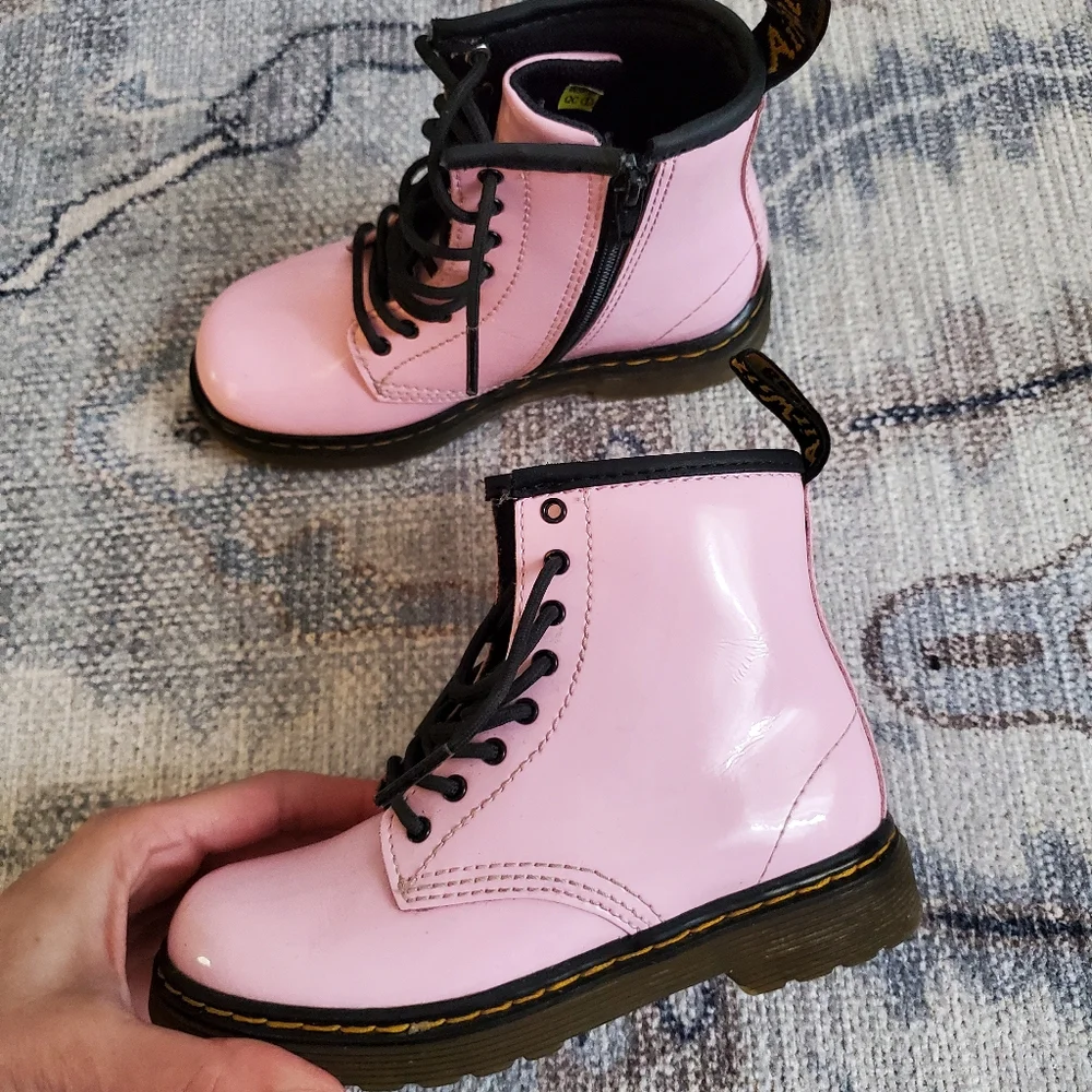 Dr. Martens Kids Pink Patent Leather Boots sz10